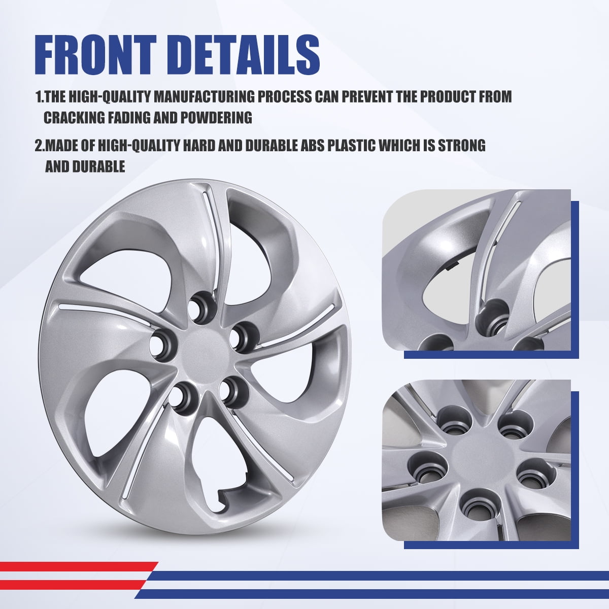 4Pcs Set Hubcap for 2013-2015 Honda Civic Sedan,2013 Honda Civic Coupe,15" Wheel Rim Cover Compatible with Steel Wheels,Bolt on Installation,Lacquer