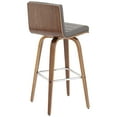 thumbnail image 5 of Armen Living Vienna Walnut Swivel Bar Stool 29 1/2" High Modern Gray Upholstered Cushion with Low Backrest Footrest for Kitchen Counter Height Island, 5 of 8