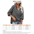 thumbnail image 5 of Mujeres con capucha Top encaje empalme cuello en V hombro caído cordón suéter suelto sudaderas para dama gris oscuro XL, 5 of 5