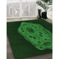 thumbnail image 3 of Ahgly Company Tapis Rond Lavable en Machine Intérieur Transitionnel Vert, 4 Pieds Rond, 3 of 7