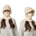 thumbnail image 1 of Pasamontañas de invierno 3 en 1 con forro polar, bufanda y mascarilla | Gorro de punto resistente al viento para mujer | Cubrebocas y polaina para el cuello, 1 of 6