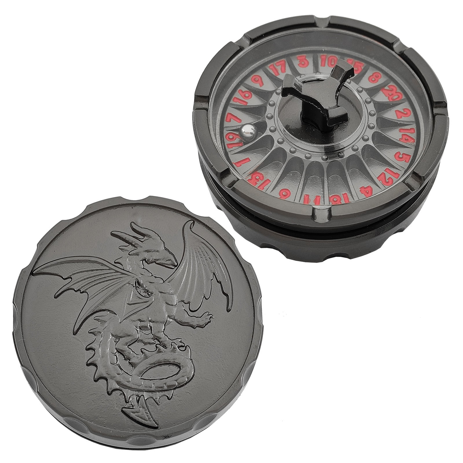 The latest gyro D20 dice punk style dragon pattern board game dice gyro metal turntable probability chooser