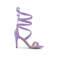 thumbnail image 3 of BLISSFUL STEP Women's Open Toe Stiletto Heeled Lace up Solid Sandals Purple 9, 3 of 7