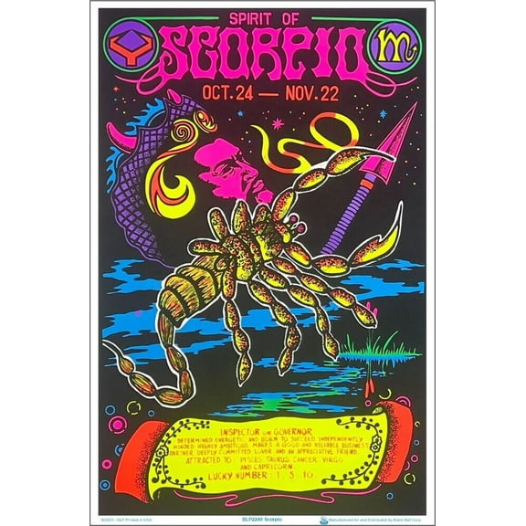 Scorpio Zodiac Sign Blacklight Poster 23" x 35"