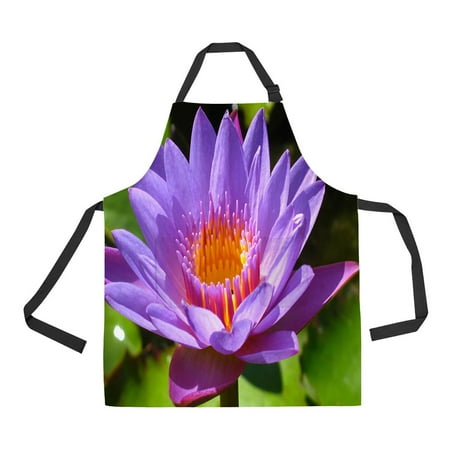 

ECZJNT Beautiful colorful water Lilly Adjustable Bib Kitchen Apron with Pockets for Women Men