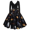 thumbnail image 2 of Enjoytime Plus Size Gothic Dresses for Women Vintage Printed V-Neck Long Sleeve Midi Dress Elegant Renaissance Costume Women, 2 of 8