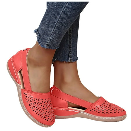 Oyedens Ballet Flats Slip on Loafers for Women Wide Width Low Heels Comfortable Wedge Walking Shoes