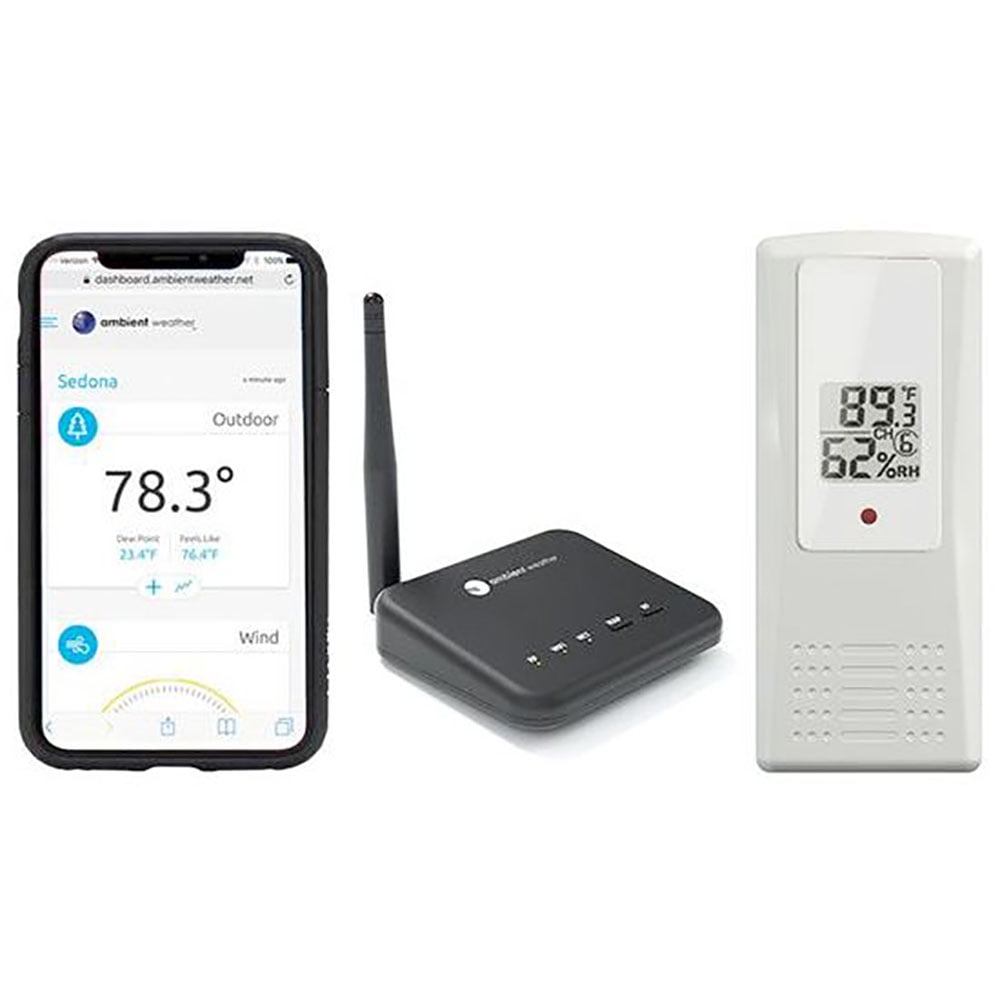 Ambient Weather WS-100 Smart Home Weather Station WiFi Module w/ Outdoor Thermo-Hygrometer