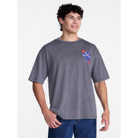 Pabst Blue Ribbon Men's and Big Men's Halloween Front and Back Graphic Tee, Sizes S-3XL
