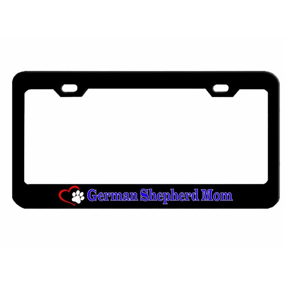 German Shepherd Mom Style Metal License Plate Frame Personalized/Car Accessories Car Tag Holder Cover (Black/Lime Blue)