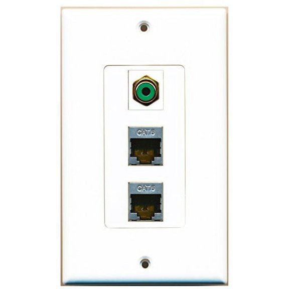 RiteAV - 1 Port RCA Green 2 Port Shielded Cat6 Ethernet Decorative Wall Plate Decorative
