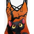 thumbnail image 3 of Rosegal Women's Plus Size Halloween Cat Tree Print Crisscross Dress, 3 of 5