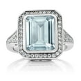 thumbnail image 3 of Gem Stone King 5.00 Cttw Simulated Aquamarine Ring for Women | 925 Sterling Silver | Emerald Cut 11X9MM | Wedding Engagement Anniversary Promise Ring for Women| Size 5, 3 of 5