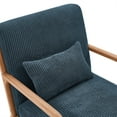 thumbnail image 6 of Aukfa Corduroy Mid Century Modern Accent Chair w/ Wood Frame&Pillow for Living Room, Peacock Blue, 6 of 10