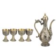 thumbnail image 1 of Juego De Té Vintage, Tetera Turca De Metal Bandeja 4 Tazas Y Bandeja Artesanal Detalle De Boda Decoración Del Hogar Decoración De Fiestas, 1 of 7