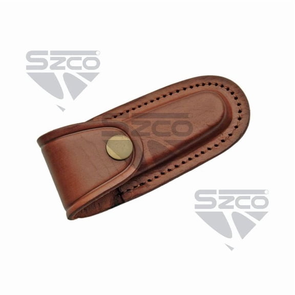 SZCO 4" Brown Leather Sheath – Compact Cover with Fit, Durable Leather Design for Daily Utility