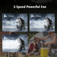 thumbnail image 4 of Portable Camping Fan with LED Lantern, 24HRS Running 8inch Rechargeable Tent Fan, Powerful 3-Speed 180° Rotate with Hook, Quiet for Outdoor RV Travel Fishing Hurricane Emergency Power Outage, 4 of 8