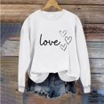 thumbnail image 2 of Sudadera Penkiiy Valentine para mujer: lindas camisetas del día de San Valentín Love Heart Graphic Print Suéter de manga larga Tops L Blanco, 2 of 5