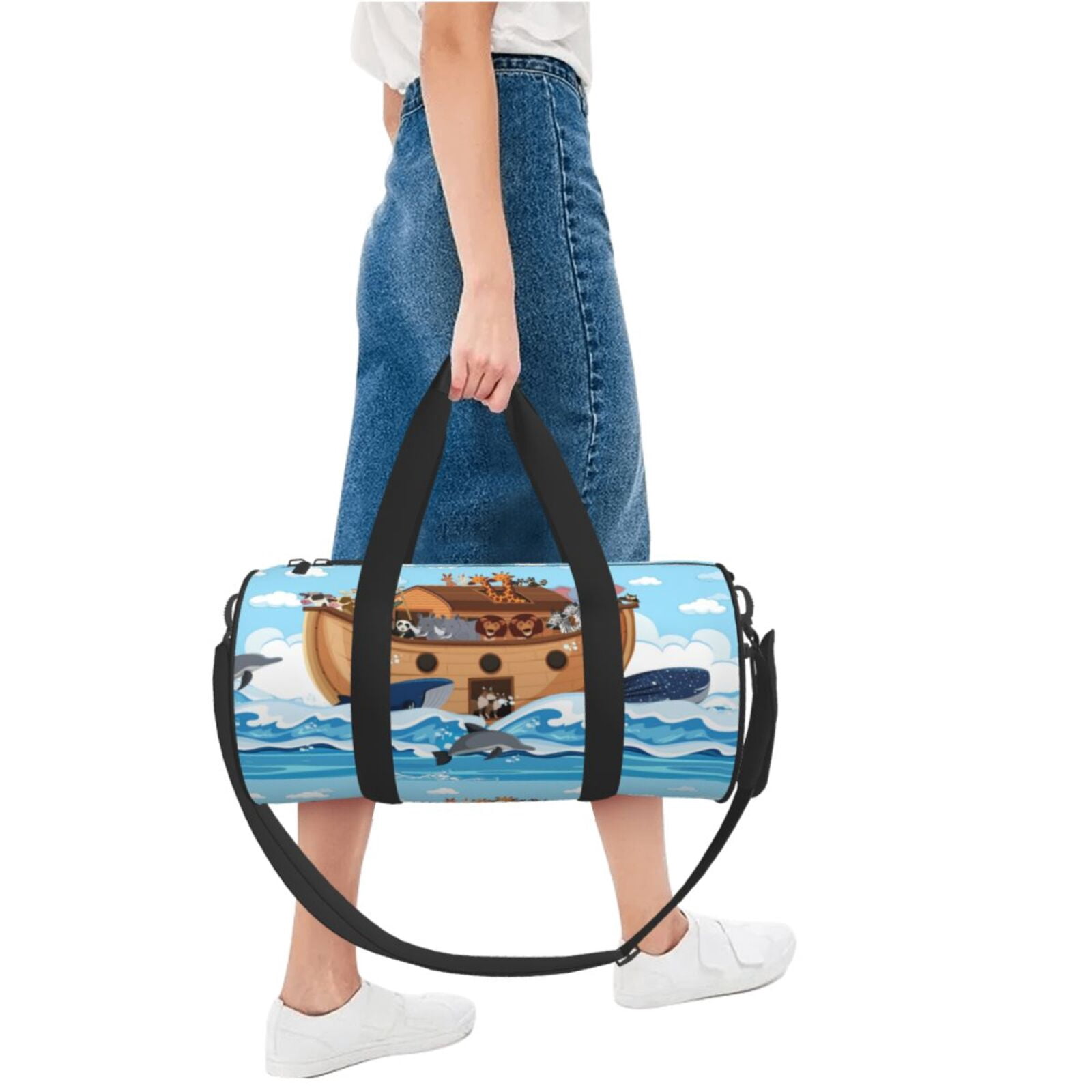 Vsdgher Animals on Noah's Ark 45L Foldable Duffel Bag, Sports Gym Bag,Overnight Bag, Portable Weekender Bag for Airplanes