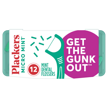 Plackers Micro Mint Mint Dental Floss Picks with Travel Case, 12 Count