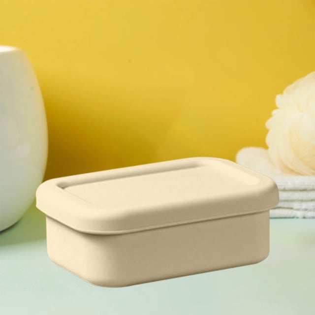 Jabonera de silicona portátil con esponja de drenaje y tapa antifugas. Jabonera de viaje duradera y compacta de plástico para exteriores, gimnasios, baños y el hogar. Jabonera multiusos.
