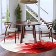 thumbnail image 4 of Red Flower Large Area Rugs for Bedroom Living Room, Soft Non Slip Carpet Bedside Rug, Boho Modern Floral Abstract Ombre Leaf White Round Floor Cover Kitchen Accent Rug 8' for Dining Room/Office, 4 of 9