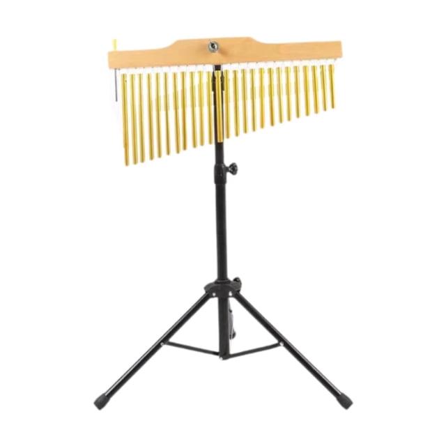 Yinanstore Carillons de Percussion, Instrument de Percussion Musical Portable Support Réglable Robuste Carillon de Bar Classique Rangée Unique pour Performance Support Noir 25 Notes