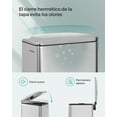 thumbnail image 3 of SONGMICS Bathroom Trash Can, 13-Gallon (50 L) Small Trash Bin with Lid, Slim for Small Spaces, Stainless Steel Garbage Can, Soft Close, Silver, 3 of 5