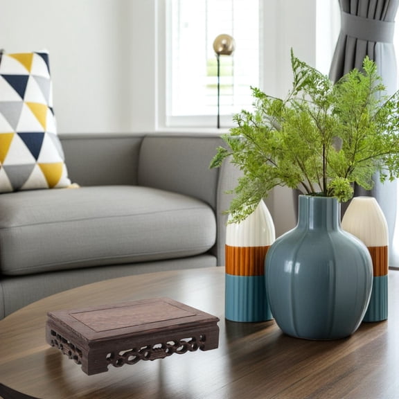 YOSADIER Natural Style Wooden Display Base Potted Plant Shelf Light Brown 1Pcs Art Display