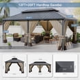 thumbnail image 2 of ASJMR 12x20 FT Hardtop Gazebo Double Roof with Metal Frame,Outdoor Pavilion with Curtains and Nettings,Garden Tent For Courtyards Backyards Decks Grass,Sand, 2 of 8
