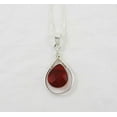 thumbnail image 2 of Sterling Silver Wire-Wrapped Crystal Teardrop Necklace, Red, 16 Inch, 2 of 2