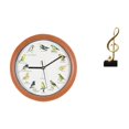 thumbnail image 1 of Reloj de pared con canto de pájaros melódico y escultura de nota musical, adorno creativo de resina para mesa, para decoración del hogar y la cocina., 1 of 8