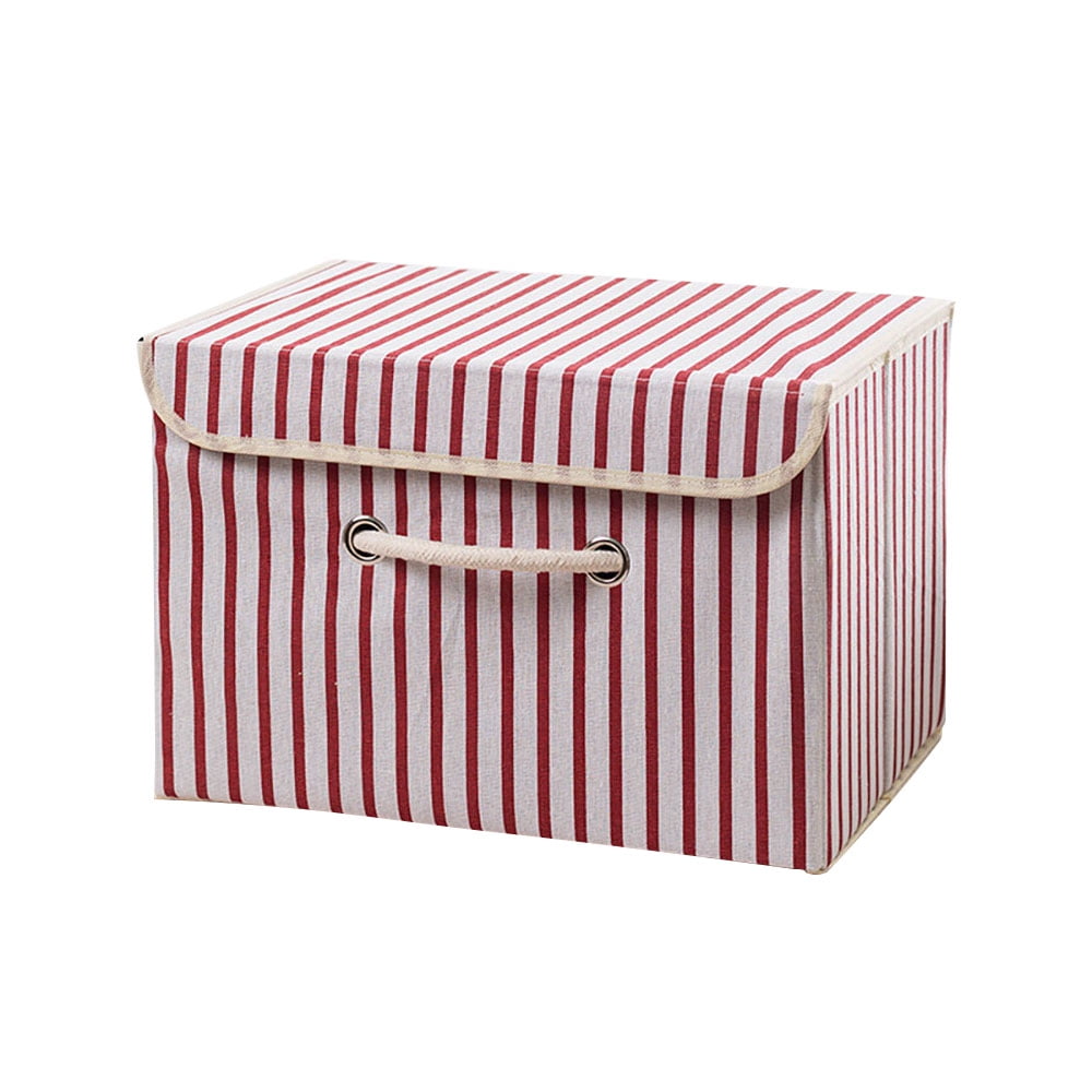 Cotton Linen Large Storage Bins with Zipper Lid Handles and Plastic Bottom Storage Boxes Collapsible Cube Boxs for Clothes Toys Storage 