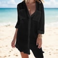 thumbnail image 5 of HNMKIU Swimming Suits for Women Long Sleeve Chiffon Beach Cardigan Womens Cover Ups for Swimwear Loose Cover Up Top Black，M, 5 of 5