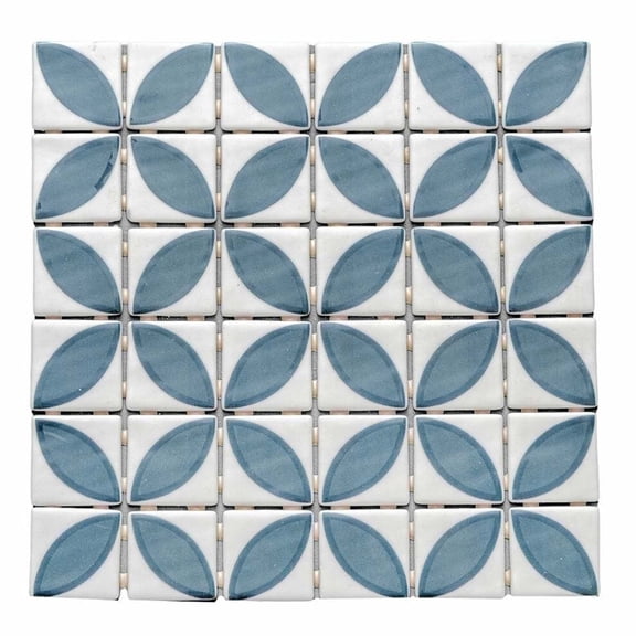 The Tile Life Eterna Lily 4" x 4" Navy Blue Matte & Shiny Glass Mosaic Tile Sample