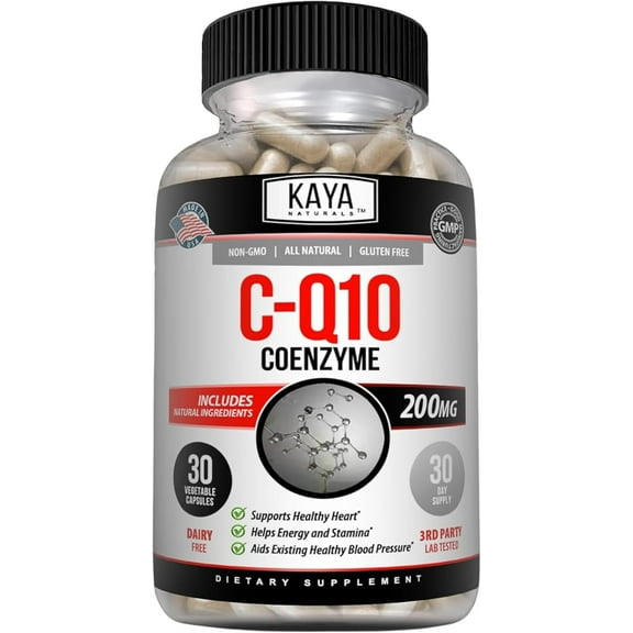 Kaya Naturals - CoQ10 Power Antioxidant Supplement - Aids in Heart Health and Immune Function - Restores Daily Cellular and Energy Production - 30 Veggie Capsules Co-Q10