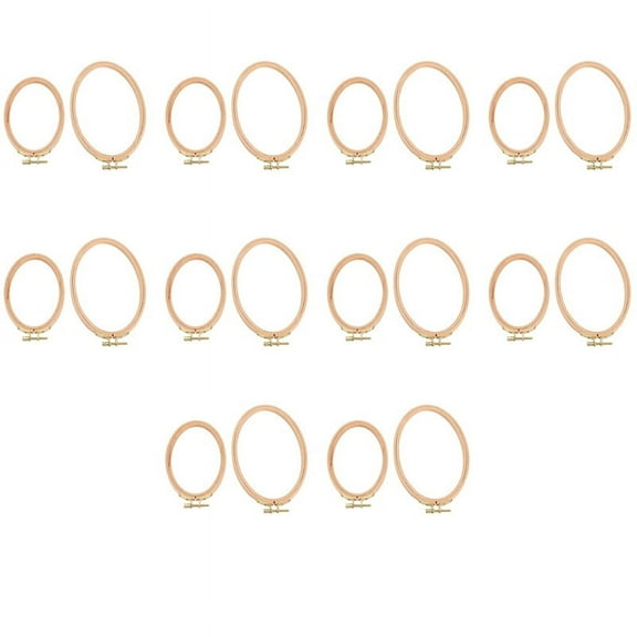 20 Pieces Oval Embroidery Hoops Include 10 Piece 8.3 X 5.4 Inch and 10 Piece 6.3 X 4.1 Inch Hoops Ring
