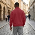 thumbnail image 5 of Mens Zip Up Sweatshirt Mock Neck Track Jacket Lightweight Fleece Full Zip No Hood Athletic Casual Long Sleeve shirts with Pocket Red M, 5 of 6