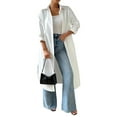 thumbnail image 3 of Women'S Casual Mid-Sleeves Button Down Shirts Solid Lapel Long Blouses Tops White L, 3 of 9
