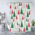 thumbnail image 4 of Christmas Shower Curtain Red Green Xmas Tree Star Polka Dots Cartoon Modern Geometric Pine Fir Simple Winter Holiday Happy New Year Bath Curtain with Hook, 4 of 6