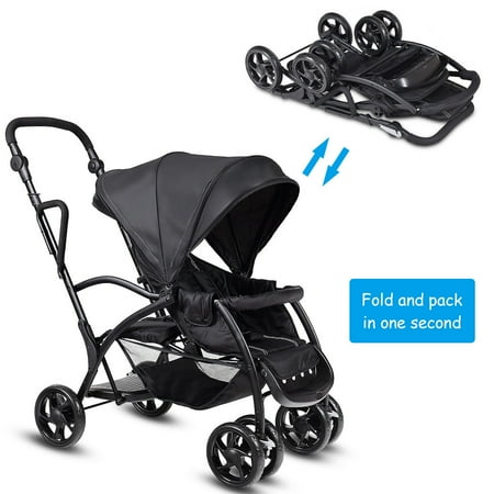 double stroller tandem pushchair sit folding ultra stand