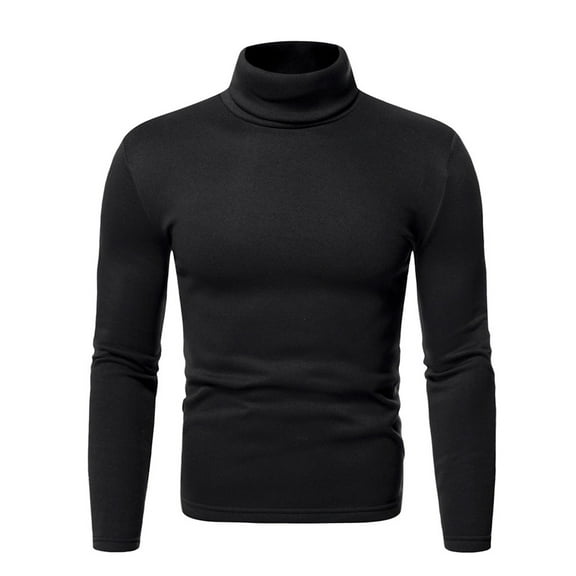 Men's Slim Fit Turtleneck Pullover Basic Tops Cotton Blend Thermal Sweater Casual Long Sleeve Fleece T-Shirt Lightweight Sweatshirts