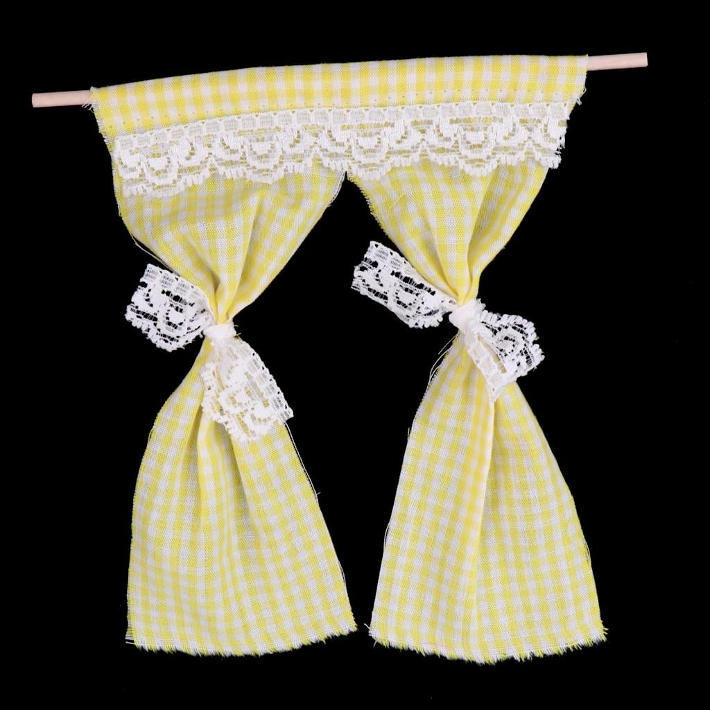 Dollhouse Miniatures Excellent Workmanship Cotton Curtain Yellow 