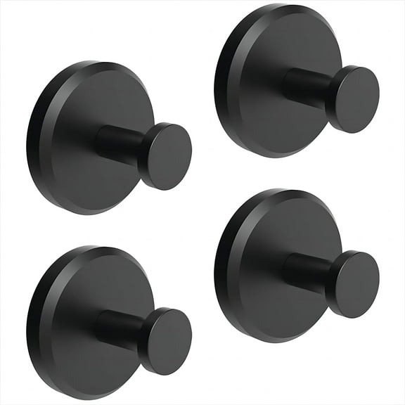 Durable suction cup hook set waterproof dark matt black for home organization 4 pack