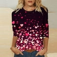 thumbnail image 4 of FASHOFT 3/4 Sleeve Valentines Shirts for Women Love Heart Cute Graphic T-Shirts Crew Neck Casual Spring Tops Tee Black L, 4 of 5