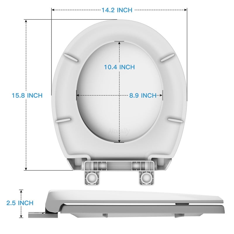 Durable Round Toilet Seat with Slow Soft Close - Easy to Install and Clean, Never Loosens - White, Fits Most Round Toilets