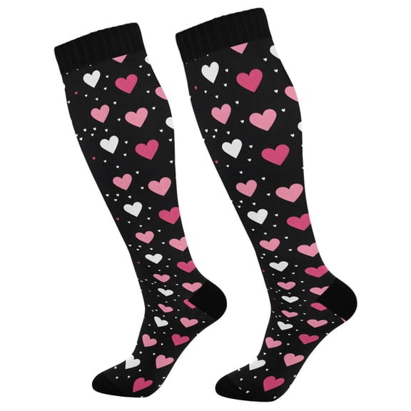 joogoo Valentine's Day Hearts Socks Women Men Knee High Sock