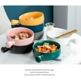 thumbnail image 3 of keepw Ceramic Salad Bowl Handled Solid Color Adorable Washable Cute Home Breakfast Dinner Soup Fruit Bowls Tableware Yellow Yellow, 3 of 6
