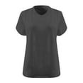 thumbnail image 3 of Hueook Shirts for Women's Oversized V-neck Short Sleeved Solid Summer Base Shirt Sports T-shirt Dark Gray M, 3 of 3