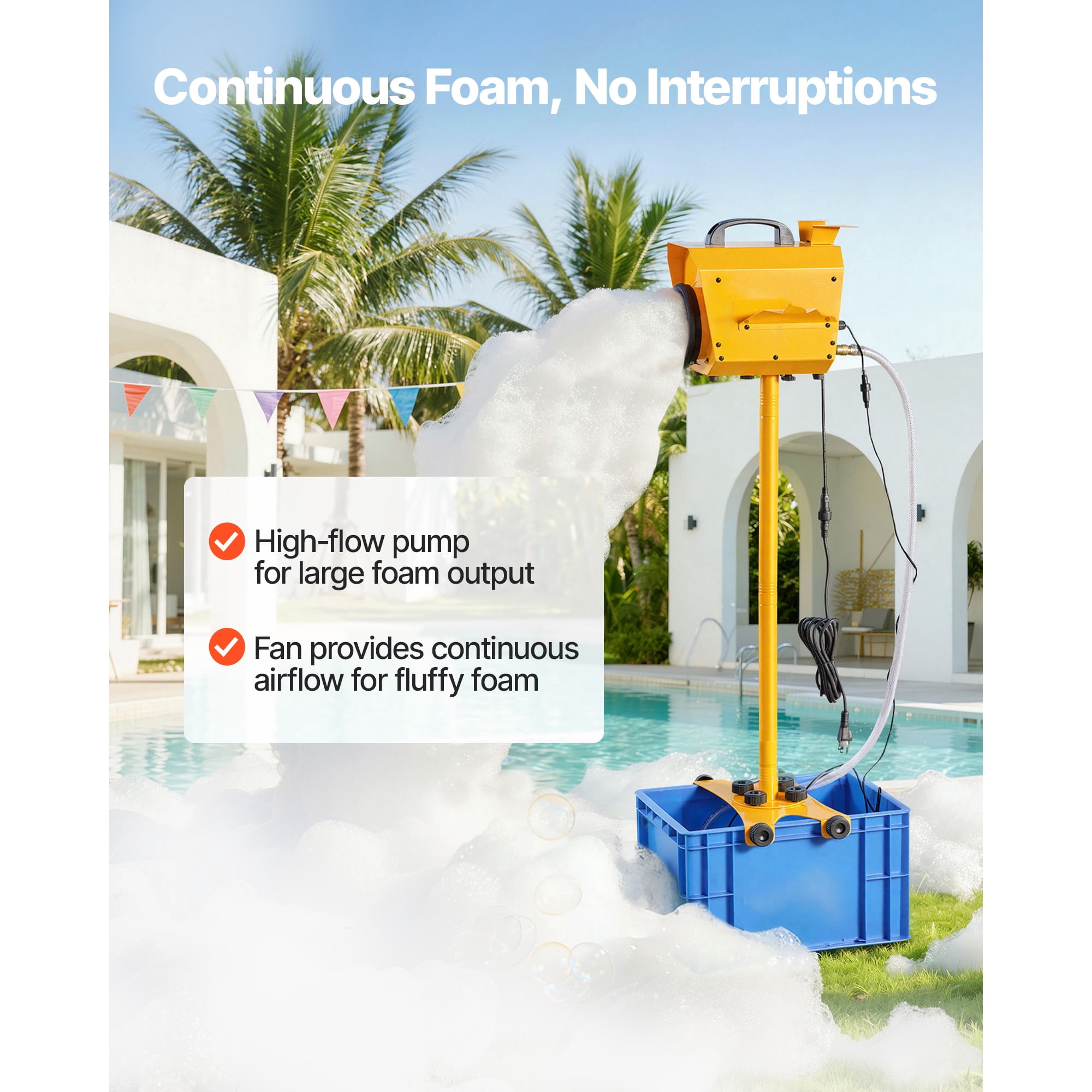 KFFKFF Foam Machine with Adjustable Angle, Bubble Maker with 21QT Tank, Vertical Design for Events, Celebrations, and Parties